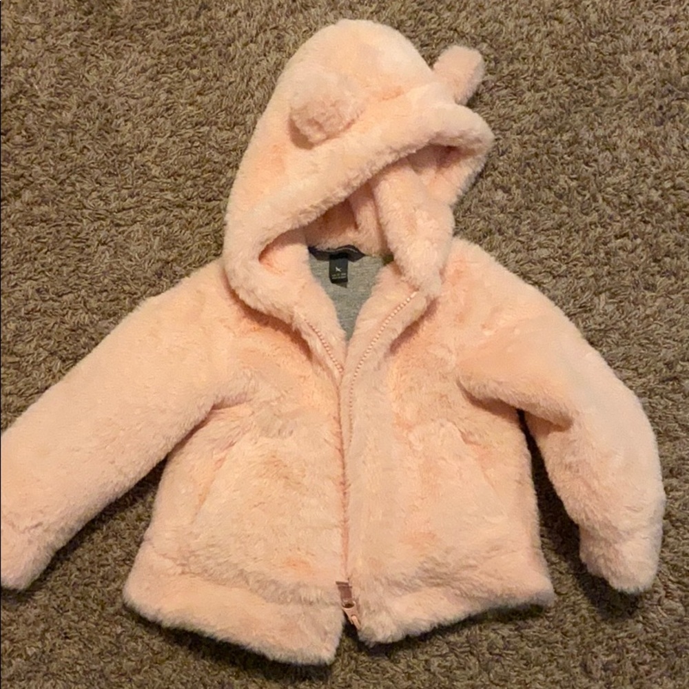 Eddie Bauer soft fuzzy pink jacket 12-18 months